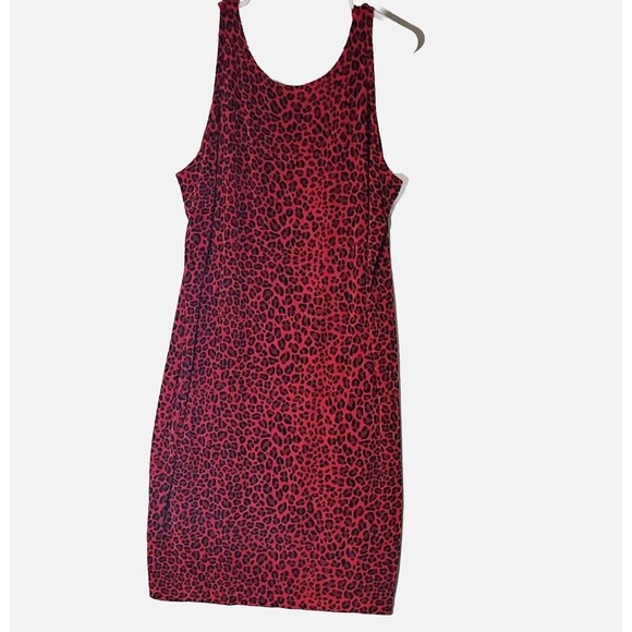 Red Black Leopard Dress XL Cruisewear Vacation Party Sexy Sleeveless Stretchy - Picture 8 of 9